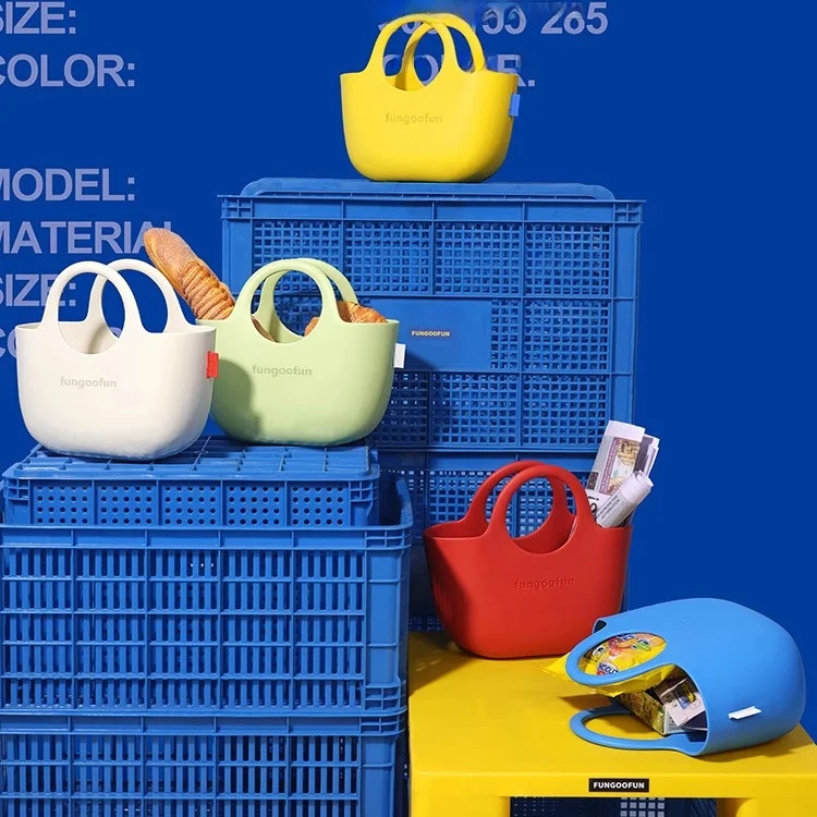 Eco-Friendly Large Capacity Bucket Handbag Makeup Cosmetic Bag for Work Vegetable Basket Bag Fashionable Summer New Arrival
