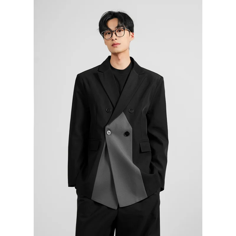 

Мужской пиджак TANGZ STUDIO Briti Sle с подплечниками, в стиле колор-блок, верхняя одежда для весеннего сезона, с длинными рукавами, двубортный