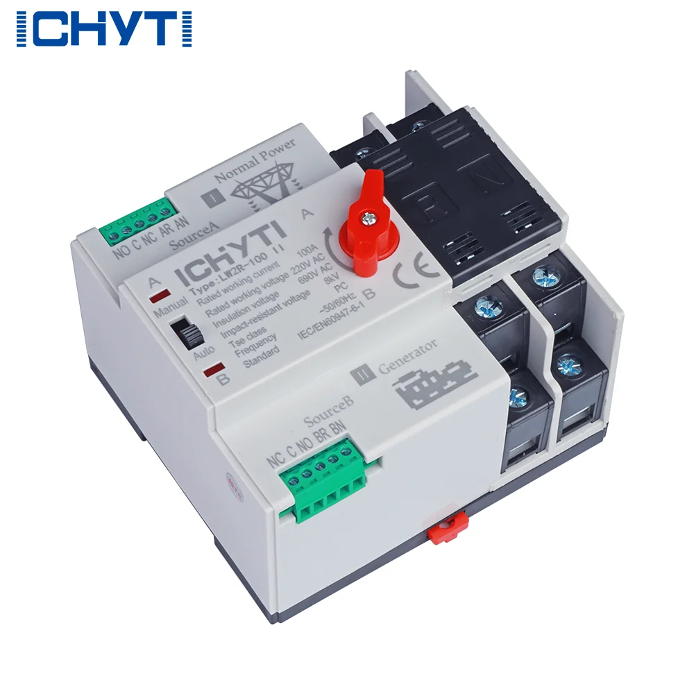 2 шт. CHYT Top 10 Ats автоматический резервный переключатель заводские поставщики 32A, 50A, 63A, 100A 2P 8KV AC690V AC400V цена контроллера