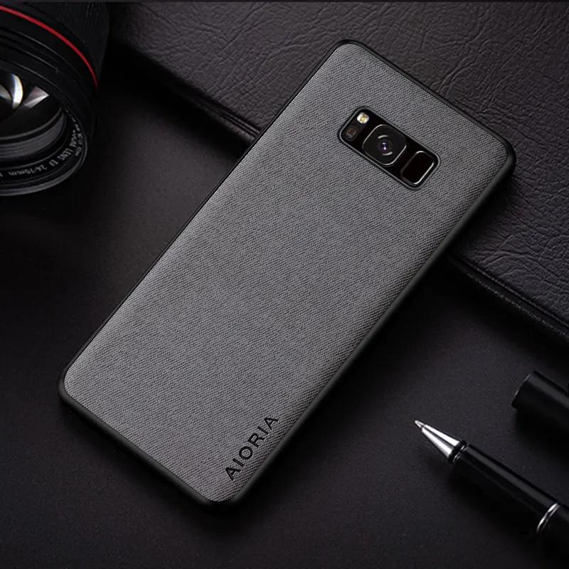 Case for Samsung Galaxy S8 S9 Plus coque new simple design solid color textile Leather shockproof protective Phone Cover funda