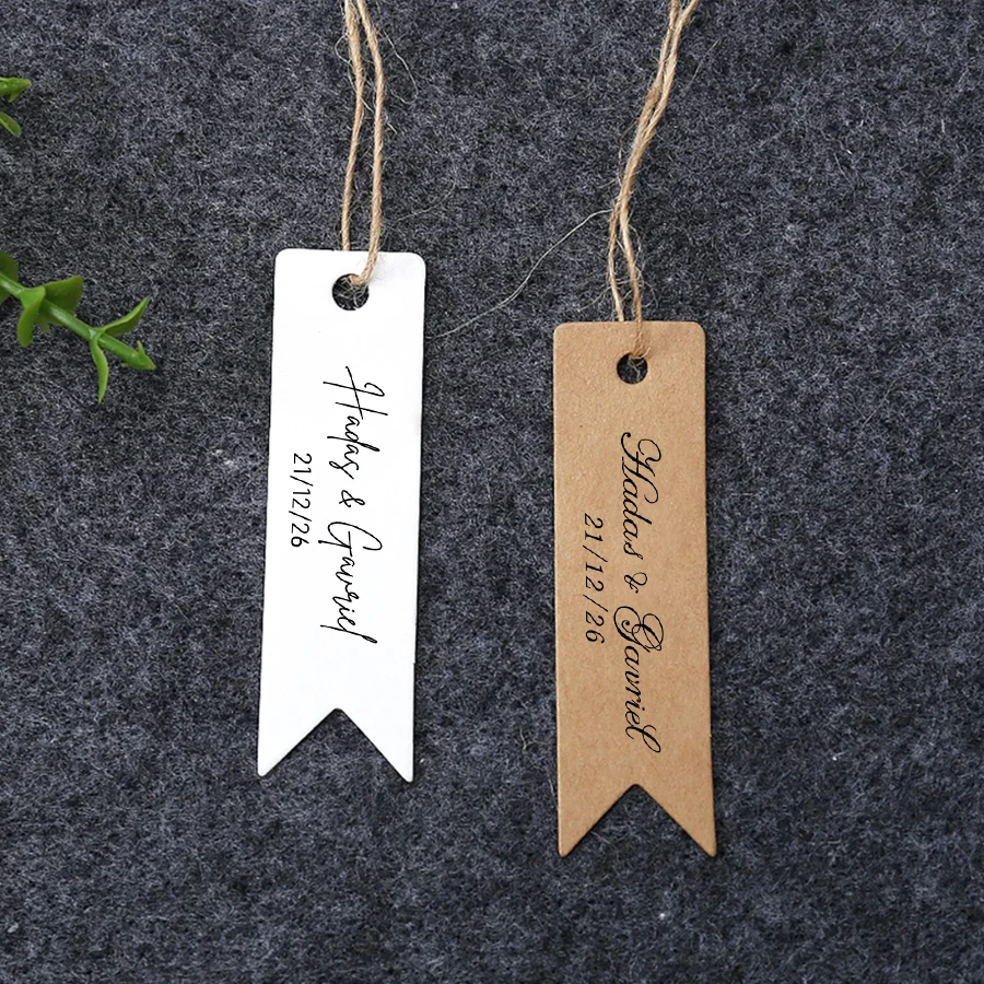 

50PCS Personalized Wedding Tags, Custom Kraft Paper Tags, White Paper Tags Label, Personalized Name Tags for Wedding Favors