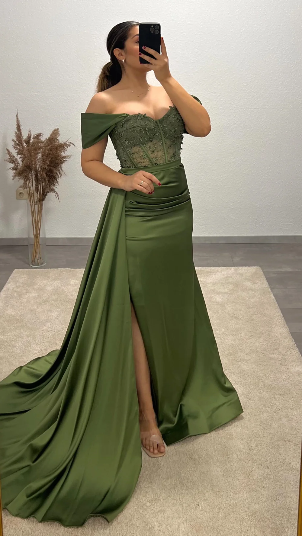 Vestido De noche elegante con hombros descubiertos, vestido De fiesta Formal, verde, Sexy