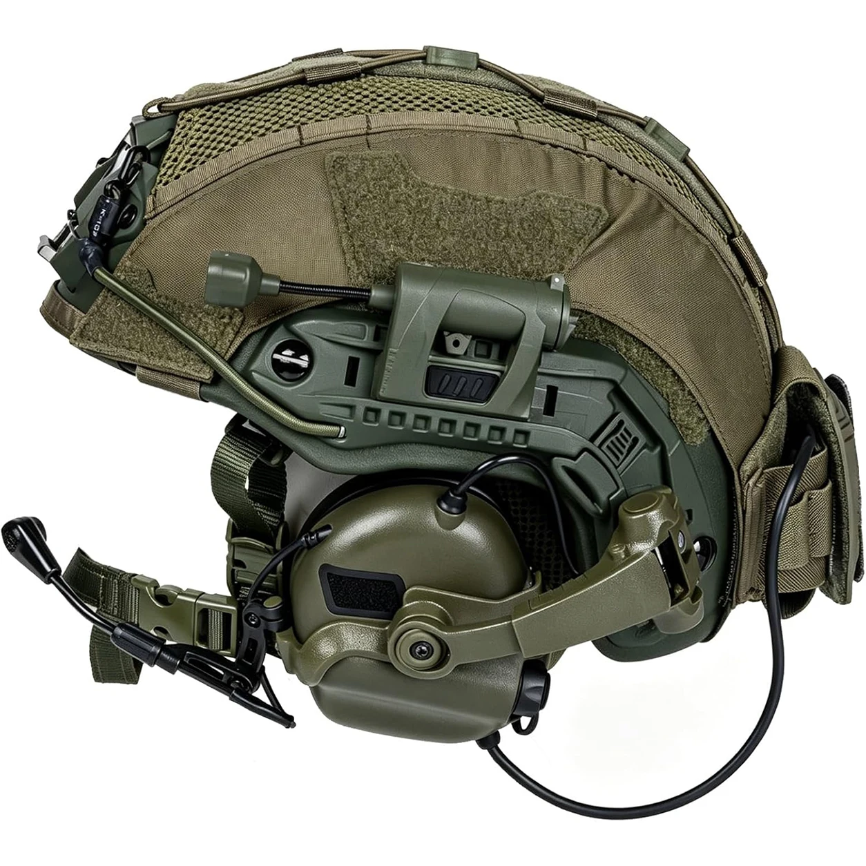 FAST Tactical Helmet Set 5 in 1 Airsoft Helmet with Headset Light Battery Pouch Cover Military Paintball Hunting CS Gear