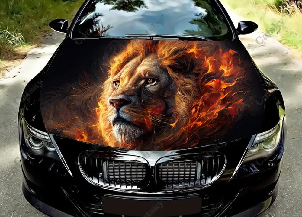 Evil Dangerous Predator Lion Car Hood Vinyl Stickers Wrap Vinyl Film Engine Cover Decals Sticker on Car Auto Accessories