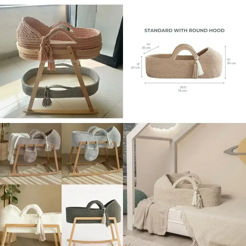 100 Percent Handmade Moses Basket Modern Style Multi Color Indoor Outdoor Newborn Baby Sleeping Bed Portable Crib Furniture