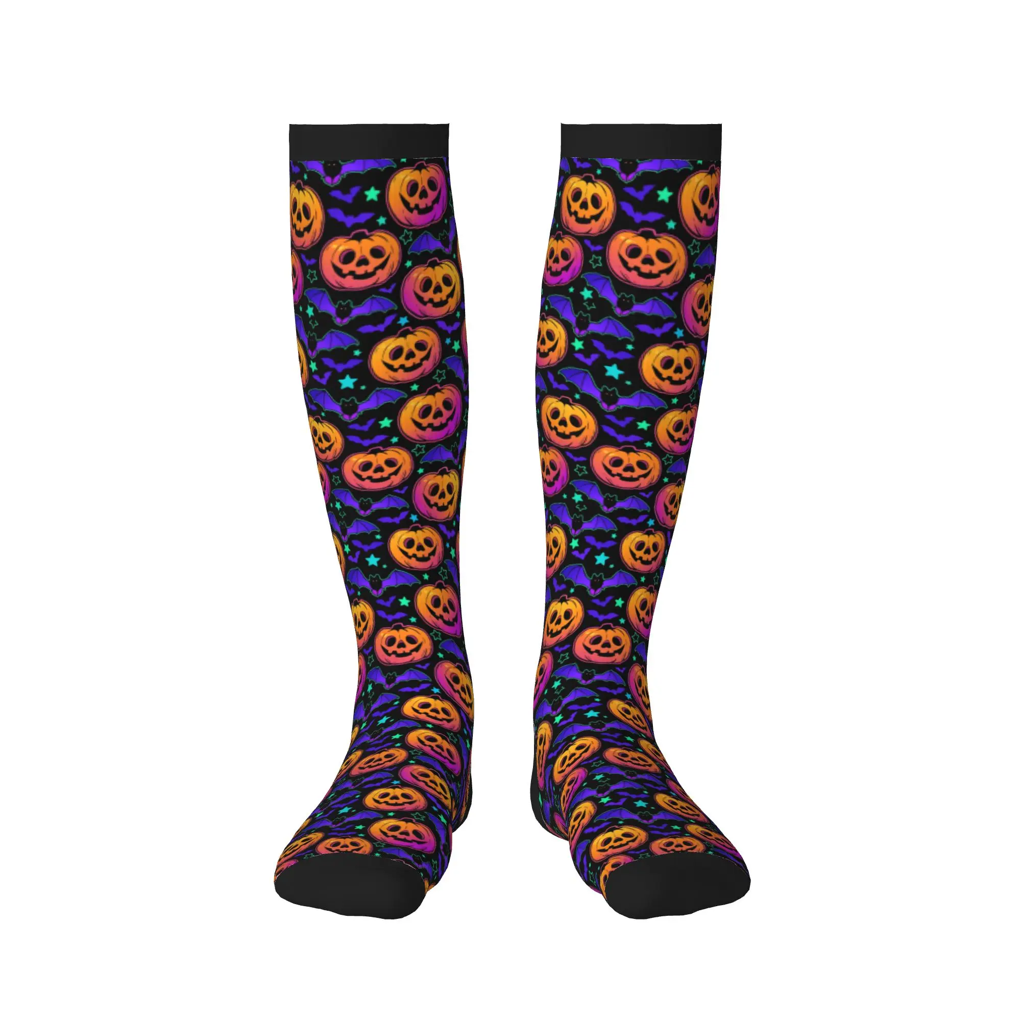 Harajuku Colorful Pumpkin Bats Star Moon Gothic Magic Mysterious Socks Men Women Warm Basketball Sports Sports Compression Socks