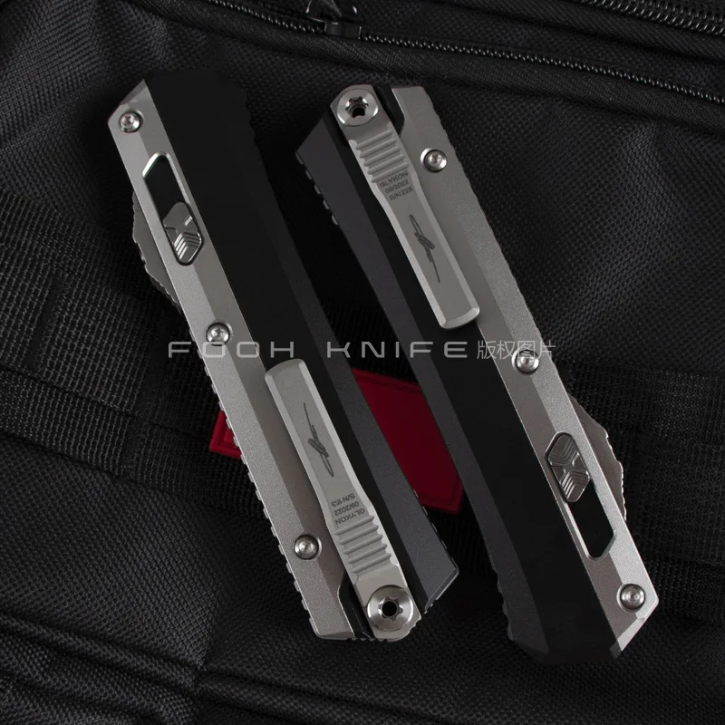 FOOHKNIFE BEST VERSION GLYKON MICRO Tactical TECH Gear Mirror & Stonewash Surface D2 Steel CNC 6061 Aluminum Titanium Clip