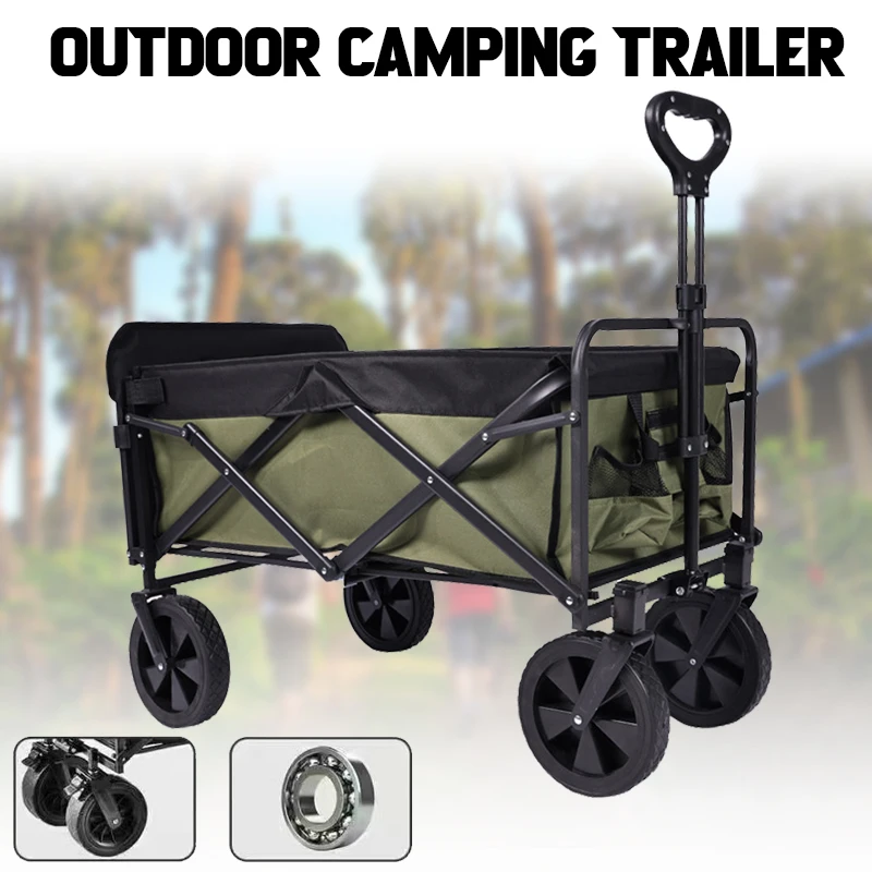 

Heavy Duty Folding Shopping Cart Large Capacity Camping Wagon Wheels Outdoor Push cart dolly Foldable Shopping basket carrier