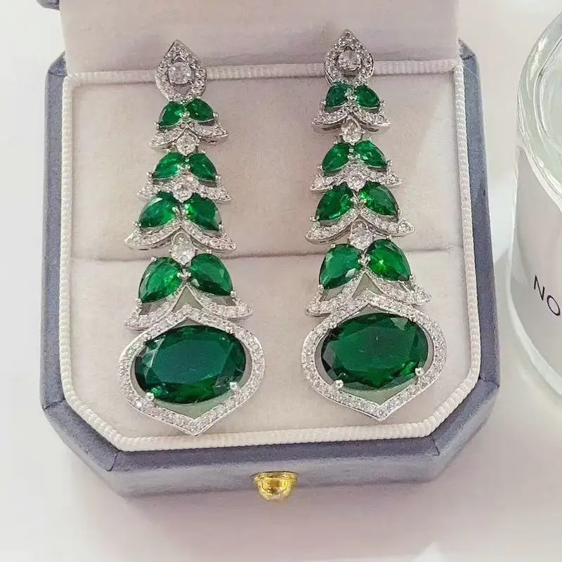 Bilincolor Green Leaf Dangling Earring for Women