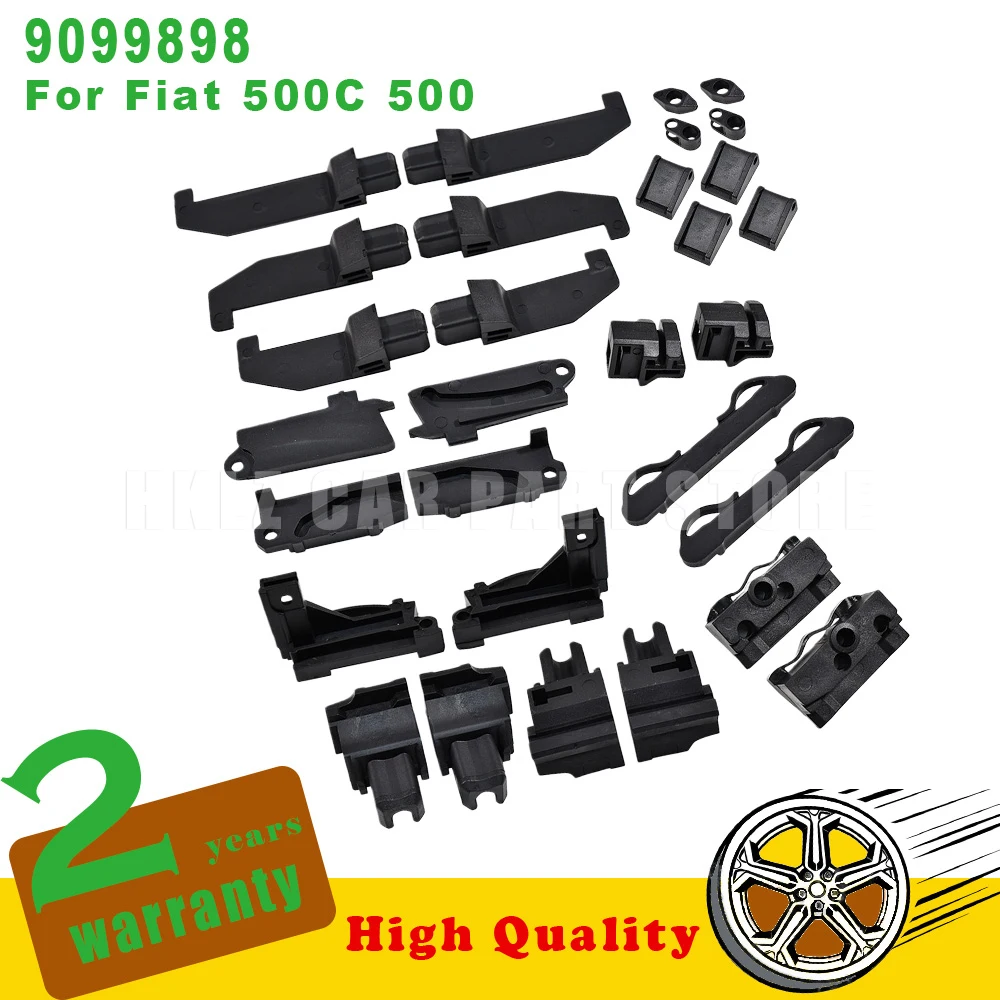 Upgraded Soft Top Roof Repair Slider Clip Hood Parts Black For Fiat 500C 500 Convertible Kit UK 30 Pcs Car Accessories 9099898