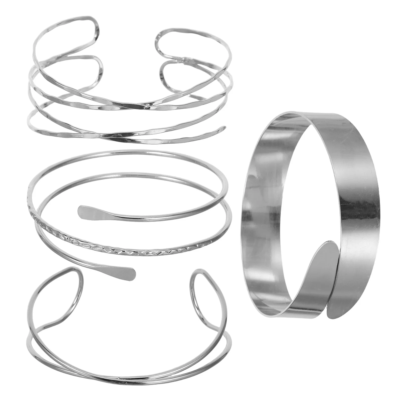 

4 Pcs Fashionable Alloy Bracelets Bangles Jewelry Minimalist Geometric Earring Swirl Glossy