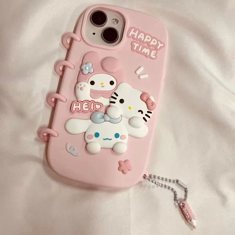 Custodie per telefoni Sanrio in Silicone morbido Miniso di lusso per Iphone 15 14 13 11 Pro Max Plain Cartoon Funda Hello Kitty Cover Shell