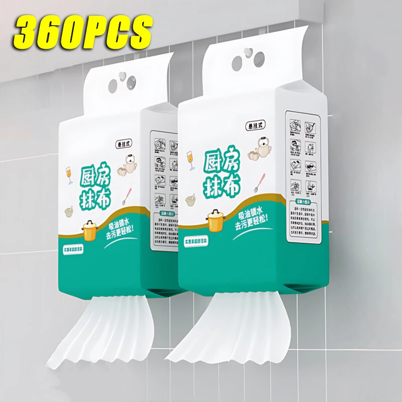 Kitchen Disposable Wipes Hanging Kitchen Wipes Reusable non-woven cleaning cloth Household Dishcloths Paper Towels Cleaning Pads