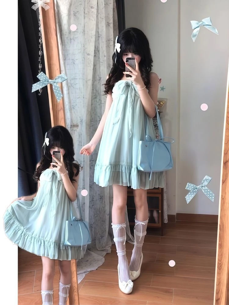 Y2K Japanischer Stil Vintage Camisole-Kleid Damen Elegantes Französisches Süßes Lässiges Ärmelloses Kleid Einfarbig Frühling Sommer 2026