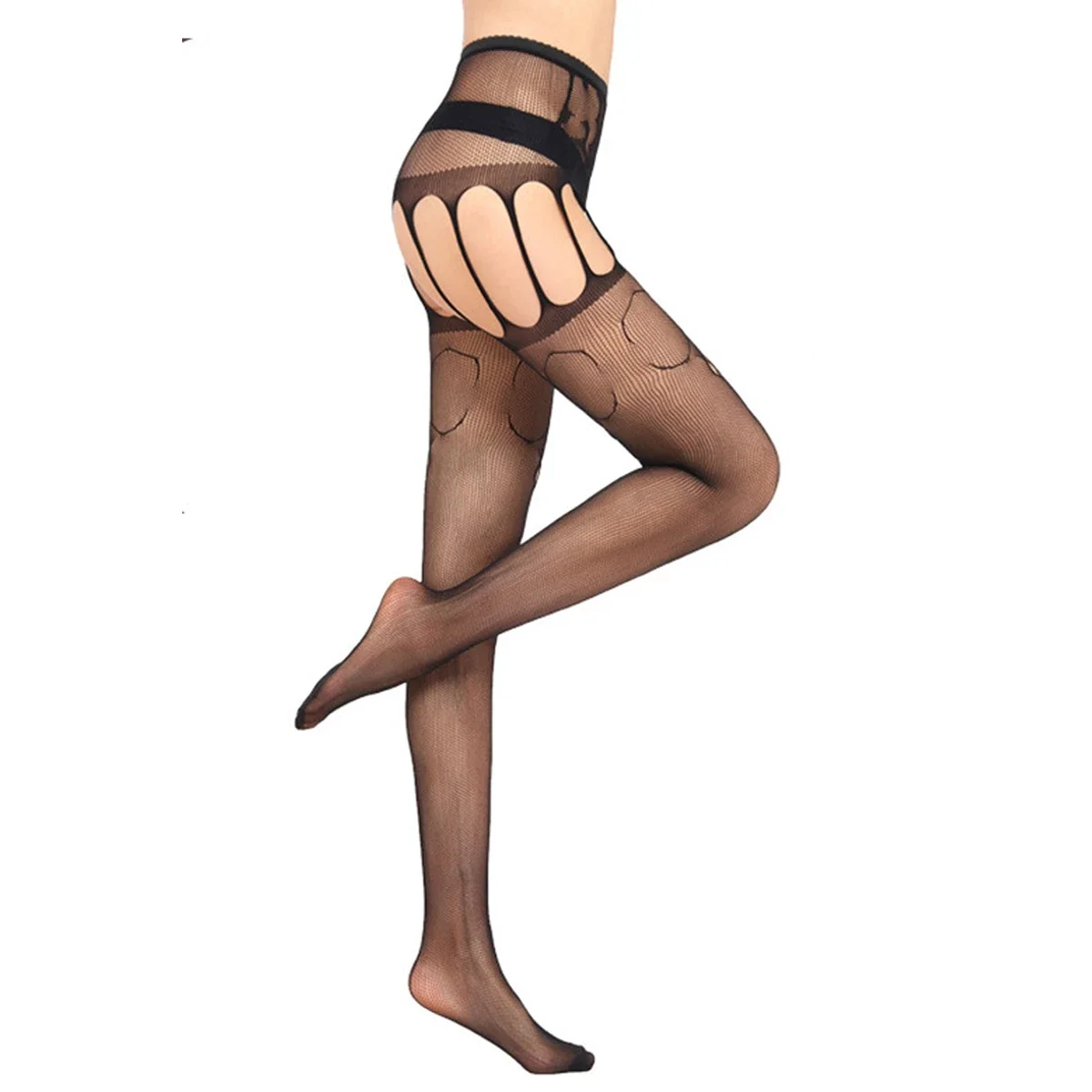 

1pcs Ladies Open-gear Suspenders One-piece Lace Jacquard Leggings