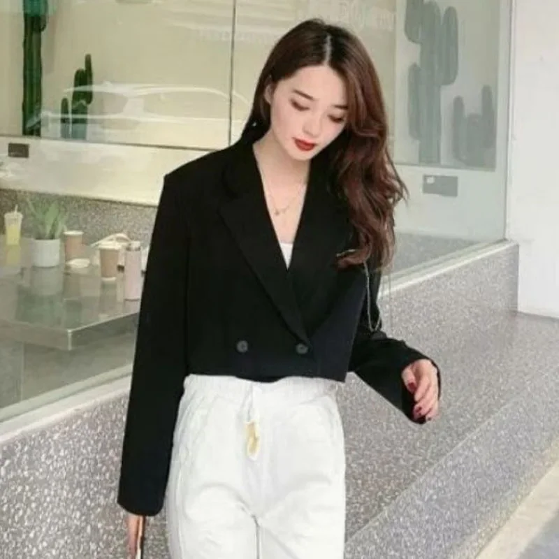 Harajuku Fashion Women\'s Blazers Casual Chic Short Suit Jacket Female Long Sleeve Solid Autumn Winter Elegant Office Lady Tops