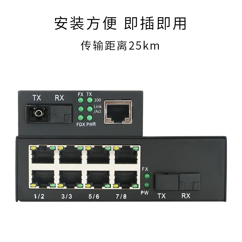 Gigabit 1 optical 8 electrical single mode single fiber+1 optical 1 electrical fiber transceiver electro-optical converter