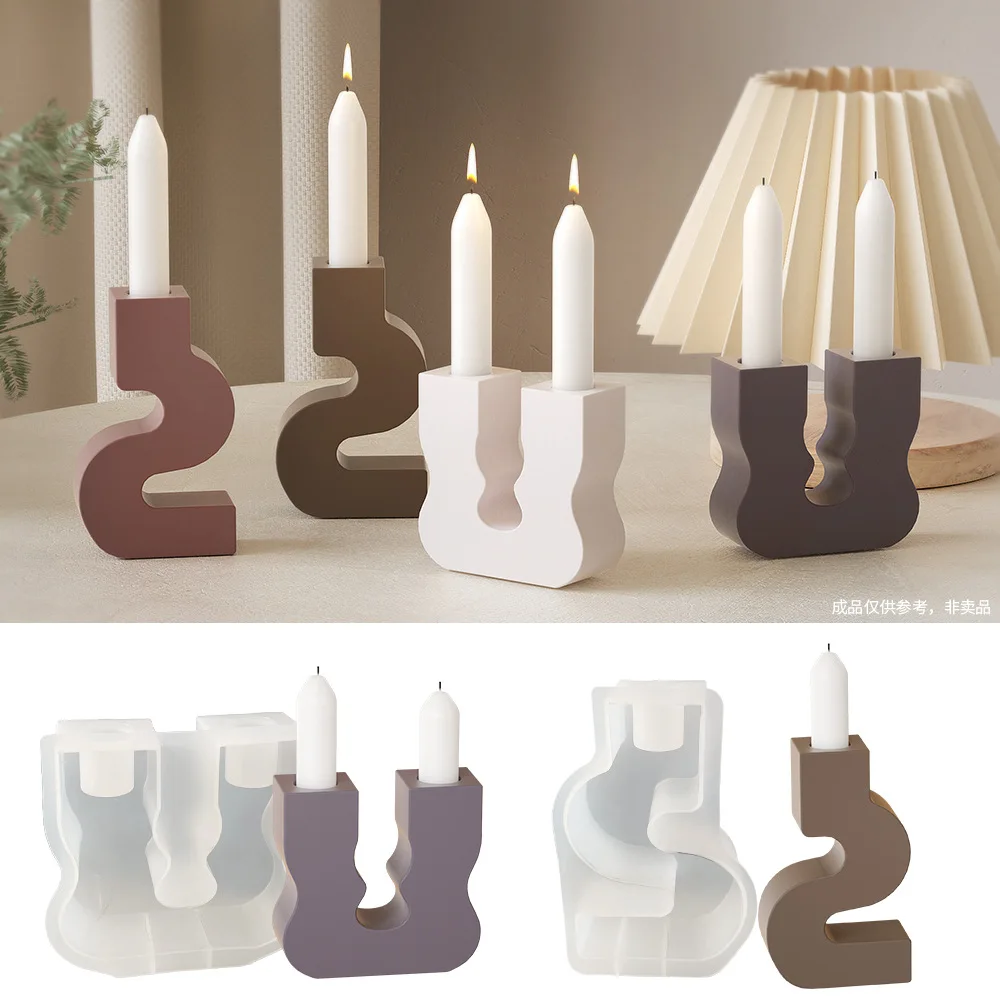 U-shaped Wavy Candle Holder Silicone Mold DIY Aromatherapy Gypsum Candle Holder Making Craft Mold Home Decoration