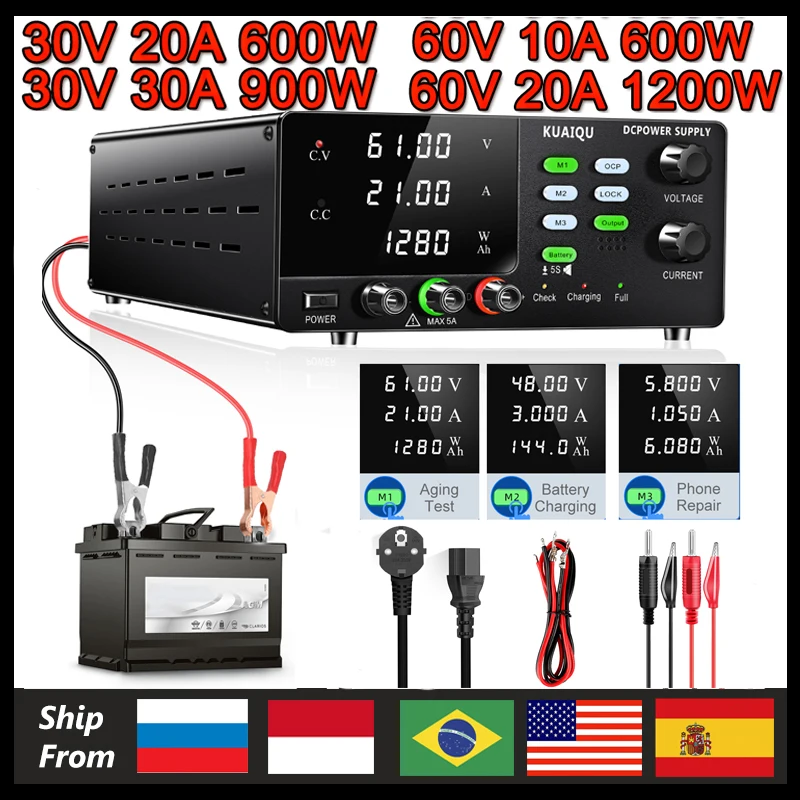 laboratorio dc power supply para carregamento da bateria regulador de comutacao ajustavel estabilizador de tensao reparo pcb 30v 20a alta potencia 01