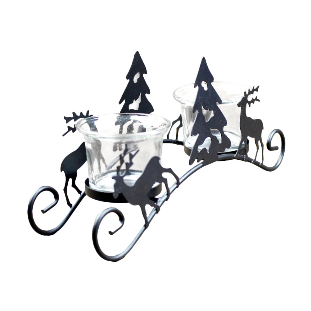 

Wrought Iron C Christmas Tree Deer Design Lightweight Stable Indoor Outdoor Gift Decorations Party