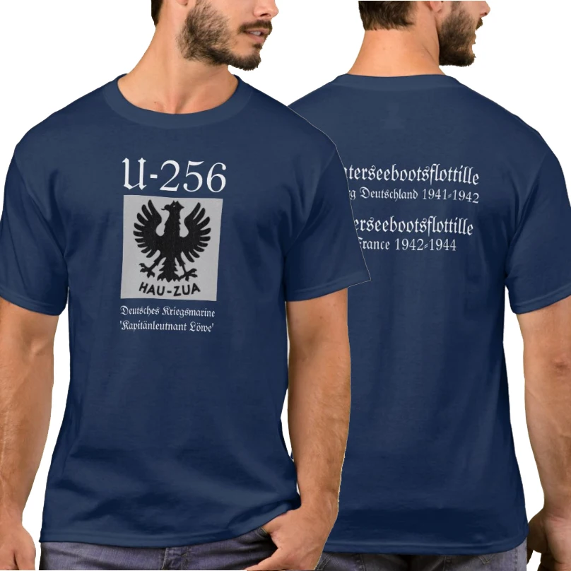 WWII German Naval  U-boot U-256 Submarine T-Shirt 100% Cotton O-Neck Summer Short Sleeve Casual Mens T-shirt Size S-3XL