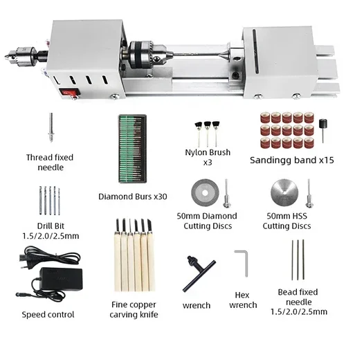 for Woodworking Lathe Manual Mini Lathe DIY Woodworking Beads Machine Polishing and Cutting Multi-Function Bracelet Puncher Set