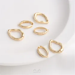 14K Gold Oval Lobster Buckle Irregular Spring Buckle Handcrafted Bracelet Necklace Connection Buckle Jewelry Buckle Accessories