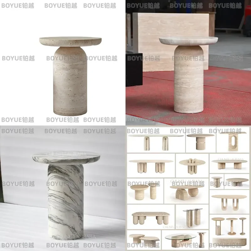 for OEM ODM Modern Nordic Style Cave Stone Round Coffee Side Table Home Decoration Living Room Furniture Porch Restaurant
