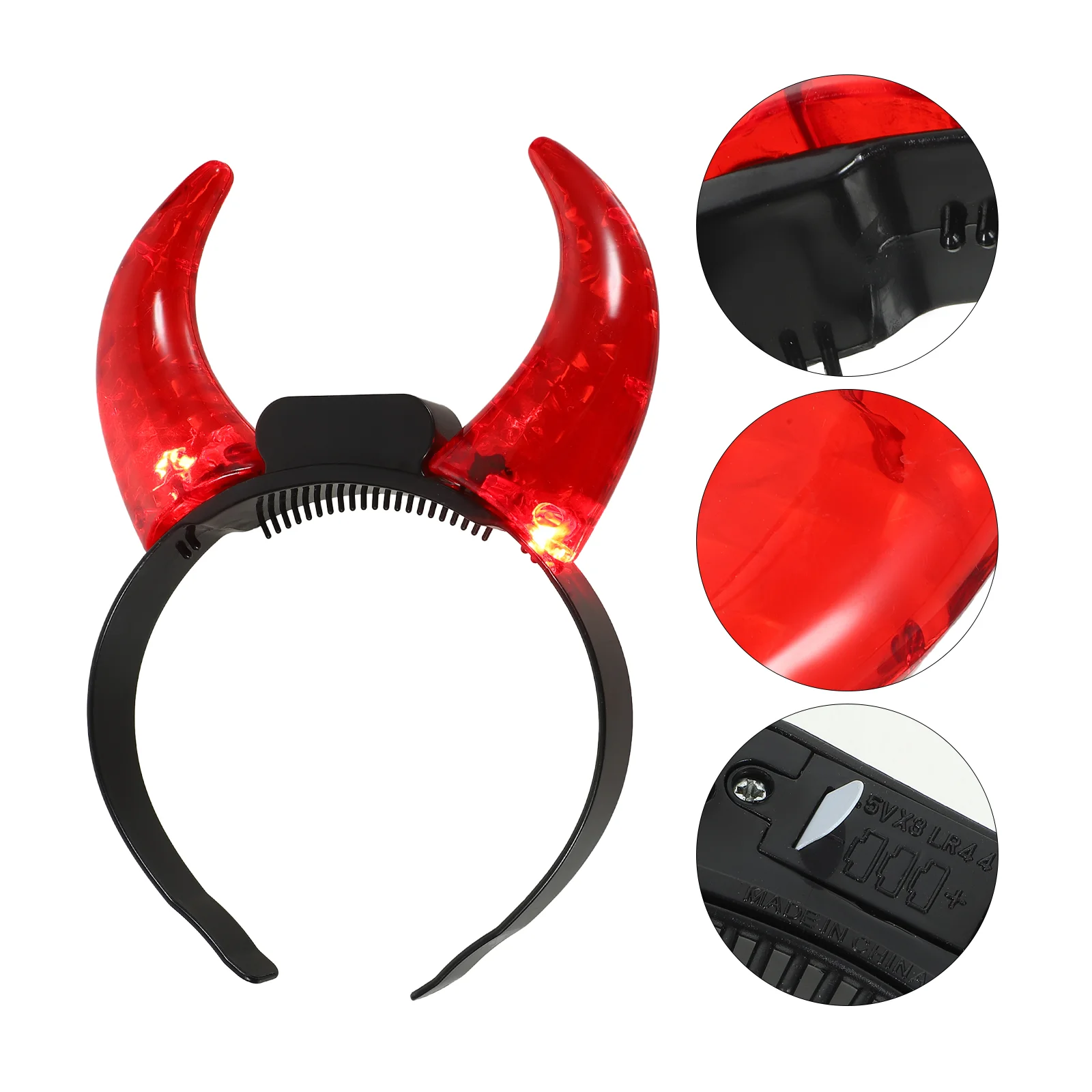 

Demon Horn Headband Halloween Headbands Party Headdress Prop Costume Hairband Flashing Electronic Component