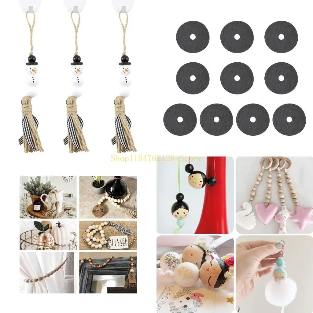 Creative Christmas Snowman Wooden Beads Winter Wooden Beads Xmas Craft Round Beads Snowman Wooden Buttons for D best sale