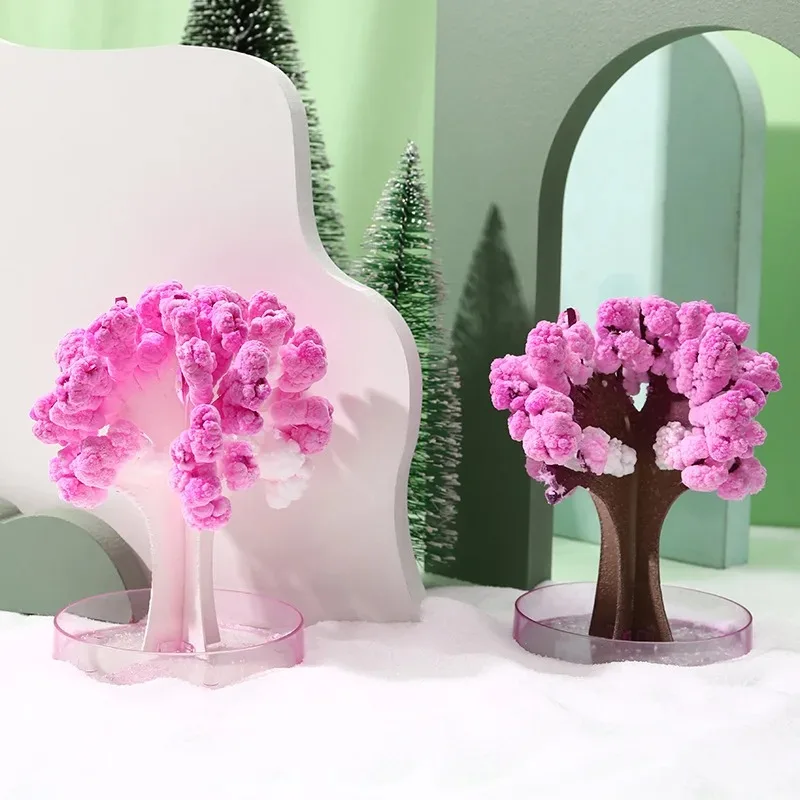 Arbre de Noël en papier à faire soi-même, cerisiers à fleurs, arbres en cristal Sakura, jouet magique