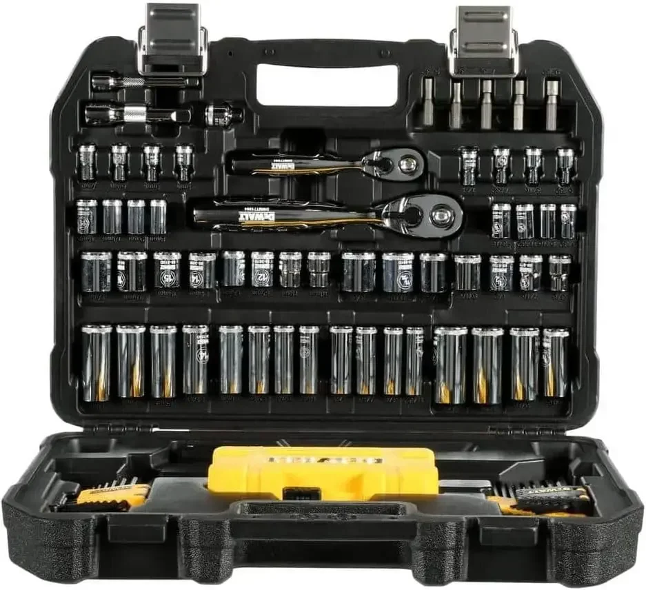 

Mechanics Tools Kit and Socket Set, 1/4" & 3/8" Drive, SAE, 108-Piece (DWMT73801)