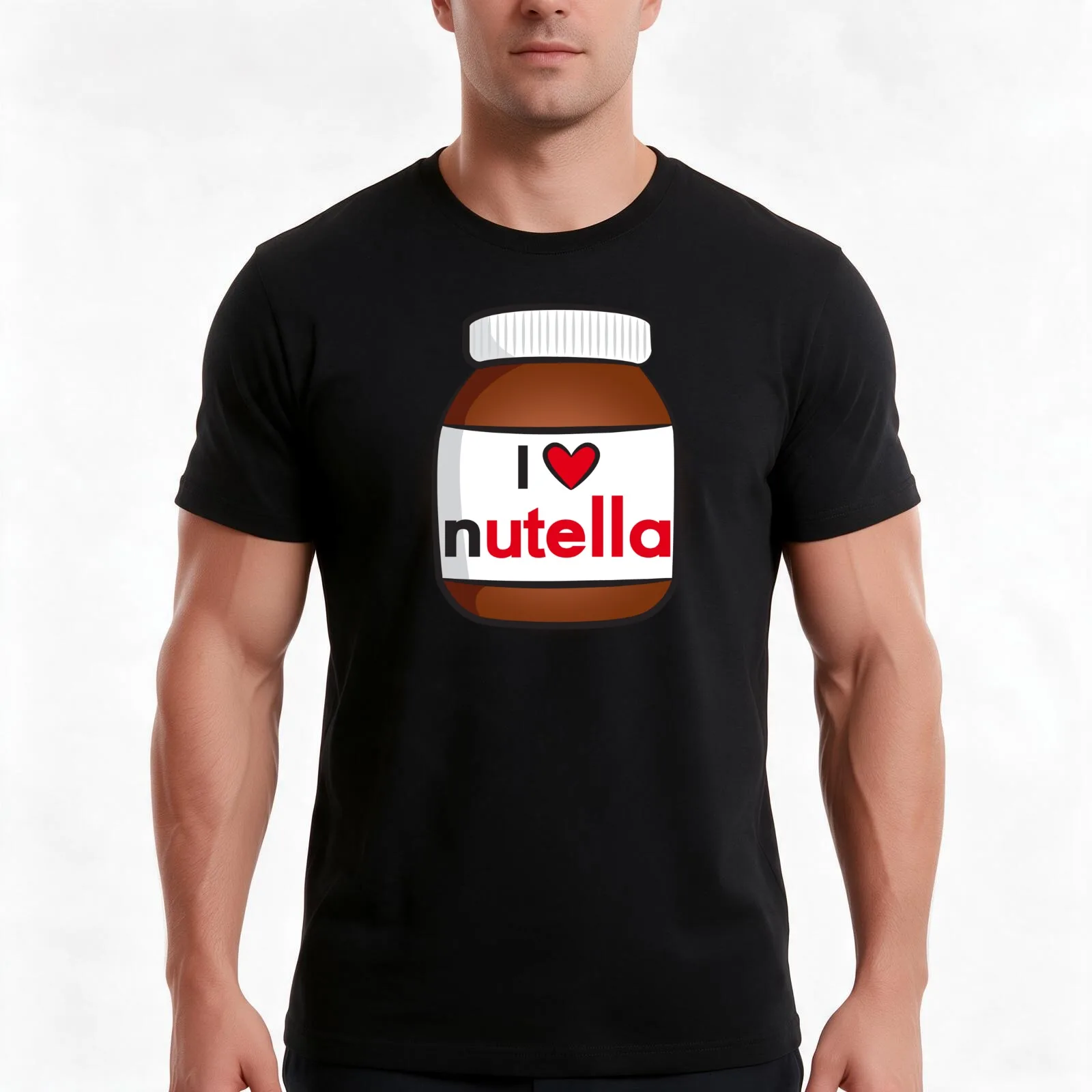 I <3 Nutella T-Shirt, Summer Casual Cotton Tee, Oversized Streetwear Tops, Vintage Graphic Print, Loose Fit Short Sleeve