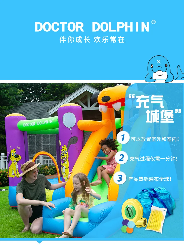 Arzt Delphin Hüpfburg Schloss mit Rutsche aufblasbare Hüpfburg Hüpfburg mit Gebläse Kindergeburtstagsgeschenk Spielhaus