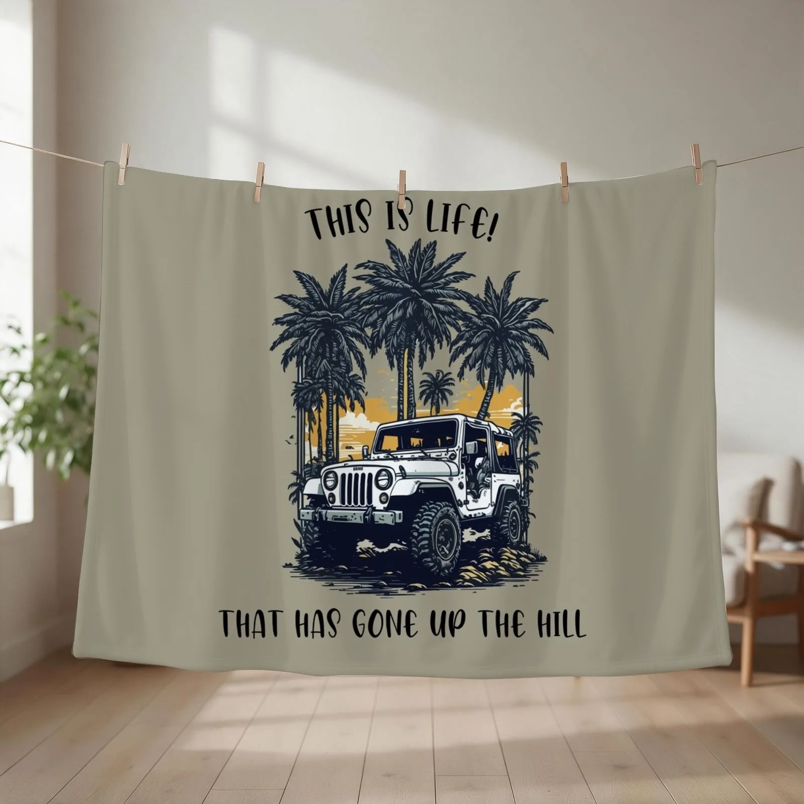This is life! that has gone up the hill. Throw Blanket couch cozy soft plush fuzzy picnic outdoor blanket