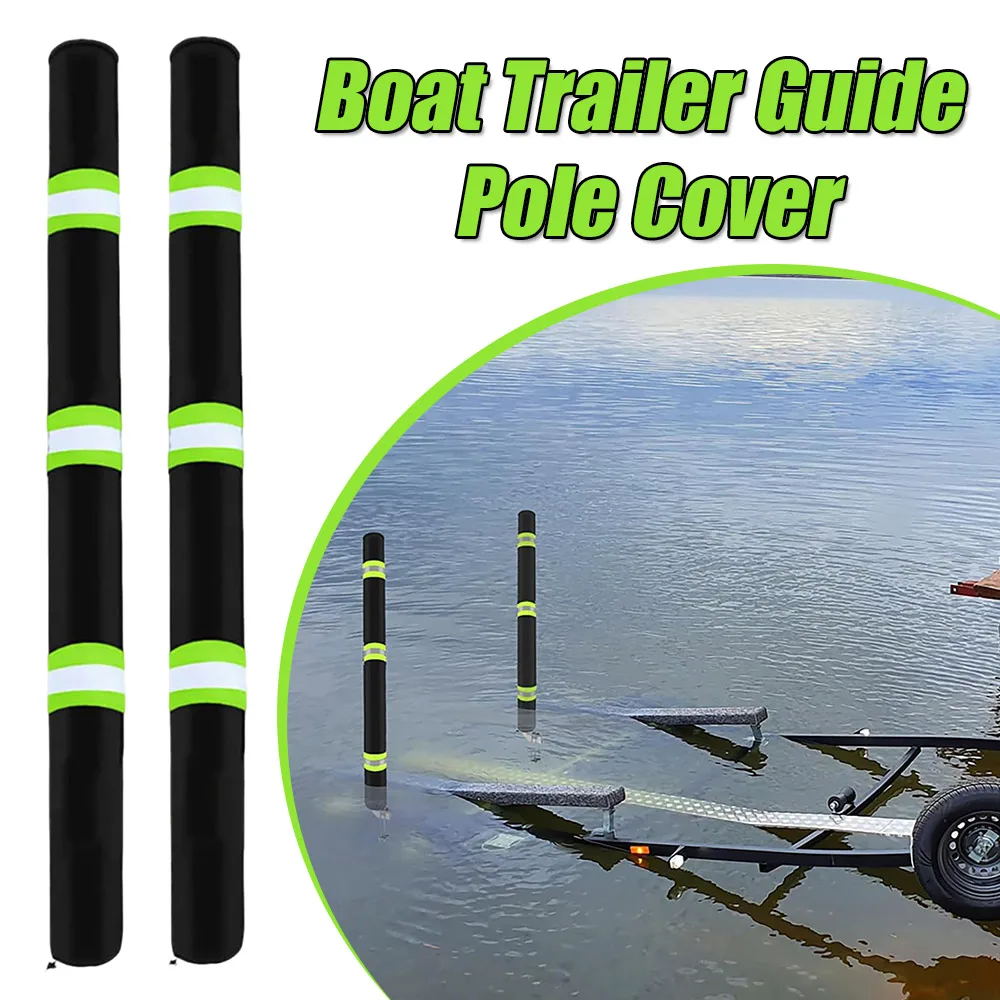 

2 Pack Boat Trailer Guide Pole Covers 36 Inch Reflective Strip Foam Pads Marine Trailer Protector for Marine Fishing Boat Ski