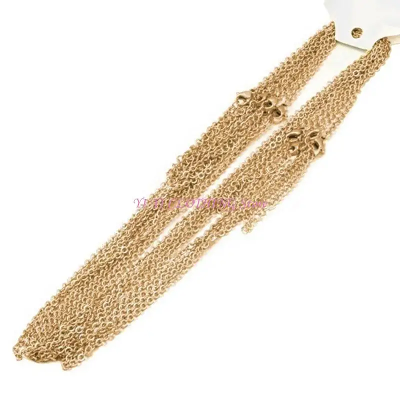 

N5KF 10 Pcs Necklace Link Cable Chain with Lobster Clasps Flat O Chain Jewelry Craft Thin Chain for DIY Jewellery Making