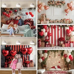 Red Hearts Balloons Love Valentine's Day Photography Backdrops Wedding Bridal Shower Mother's Day Photo Background Shoot Props