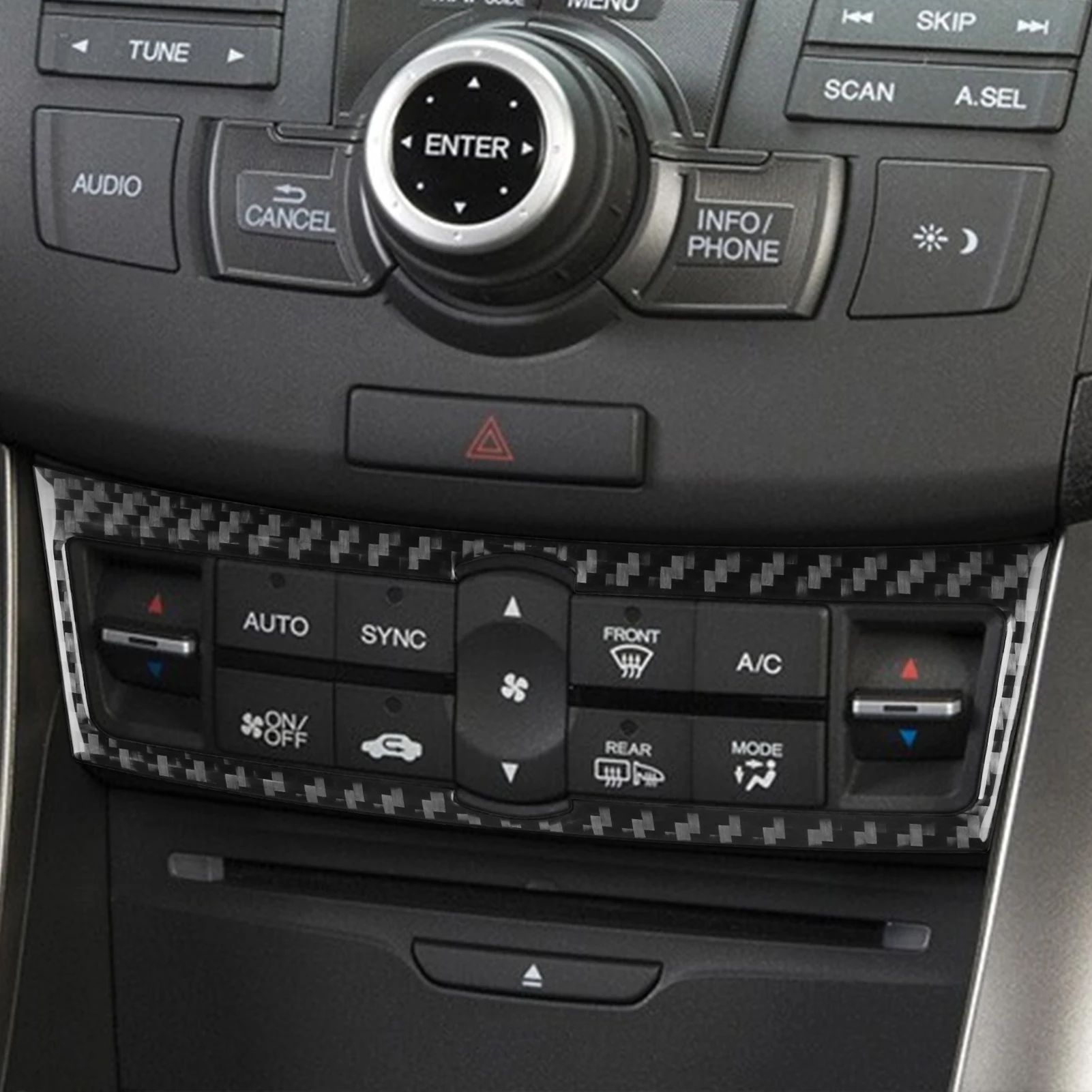 

For Acura TSX 2009-2014 Carbon Fiber Central Air Conditioning AC Control Panel Cover Trim Car Accessories Decoration Sticker