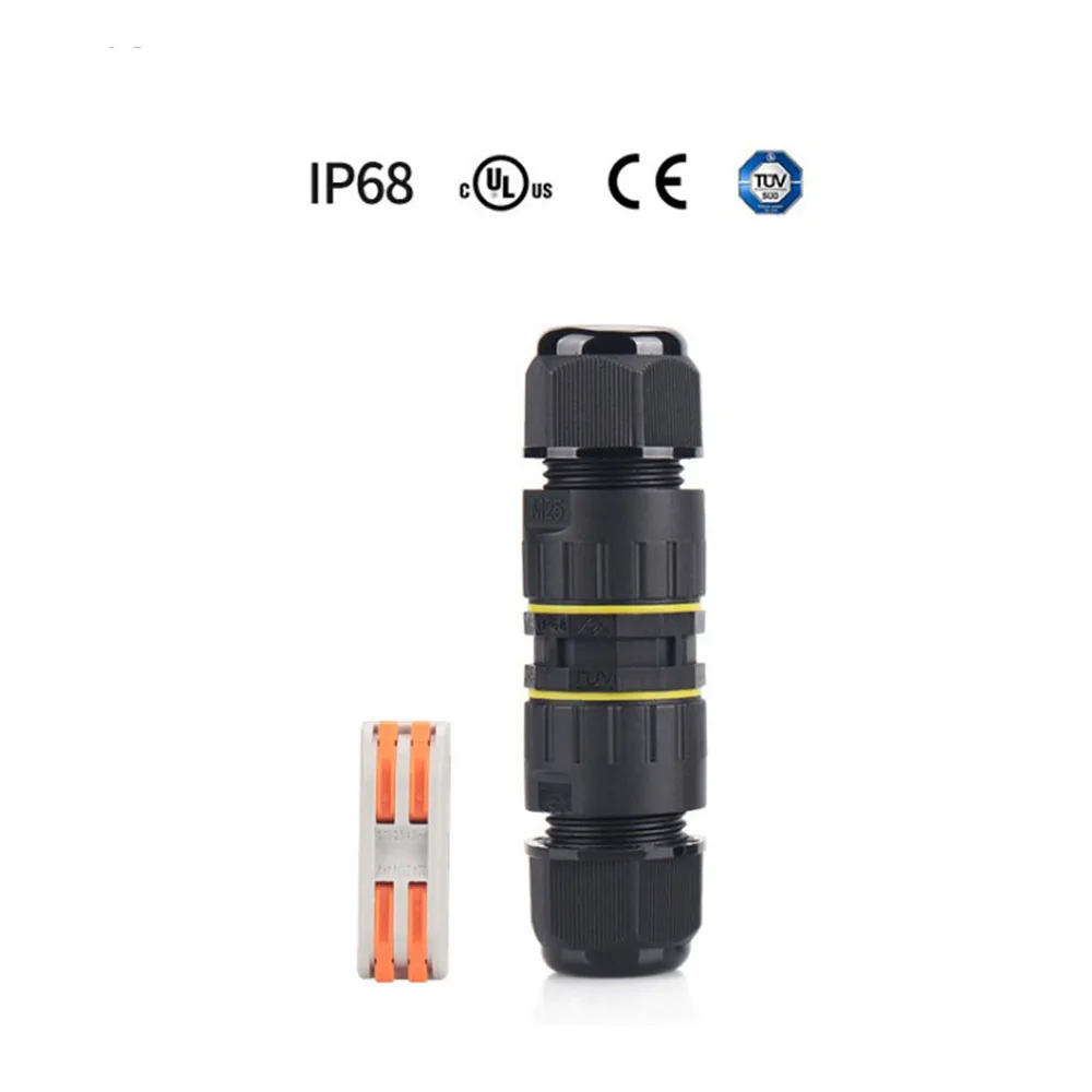 5PCS IP68 Waterproof Electric Cable Terminal  M25B 2P/3P 5-12mm Quick Fast Push Adapter Coupler Outdoor LED Wiring Connectors