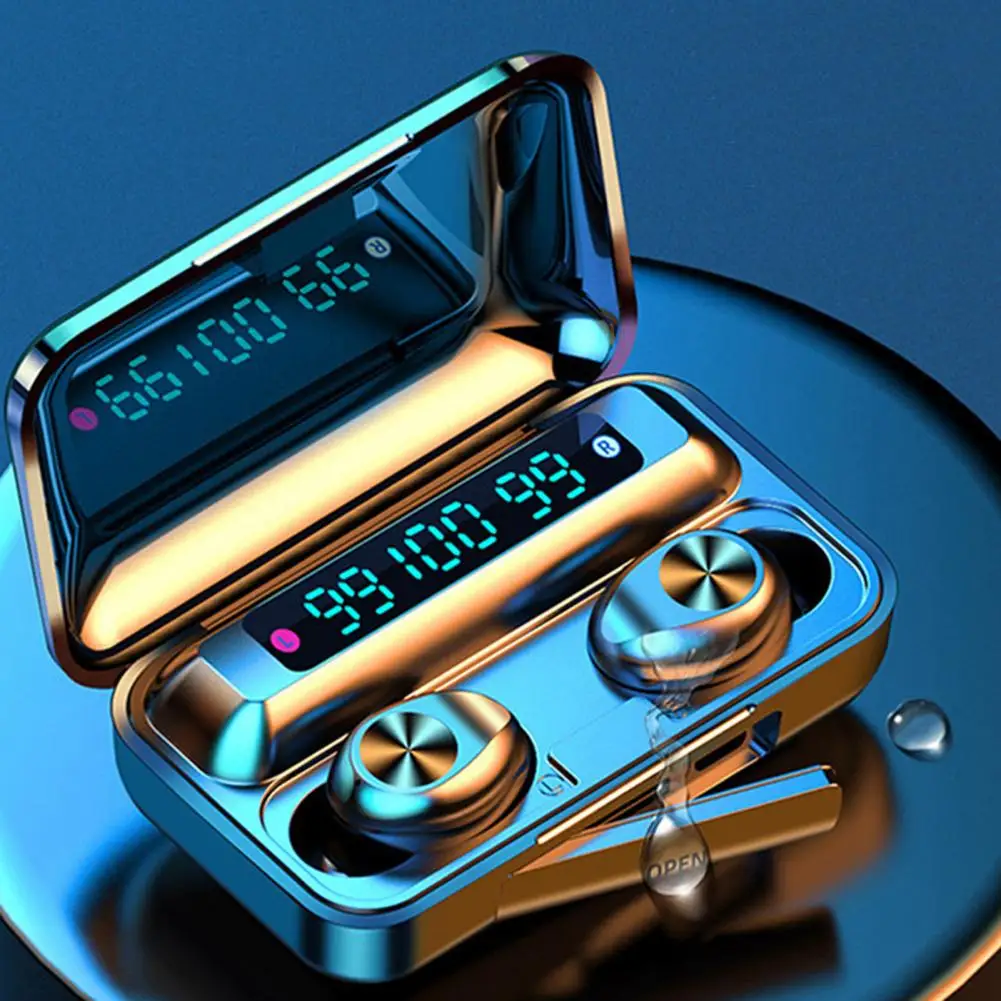 F95C ชุดหูฟังไร้สาย Bluetooth-ใช้งานร่วมกับ5.0หูฟังกีฬาชุดหูฟัง LED ดิจิตอลจอแสดงผล In-Ear หูฟัง Наушники Беспроводной