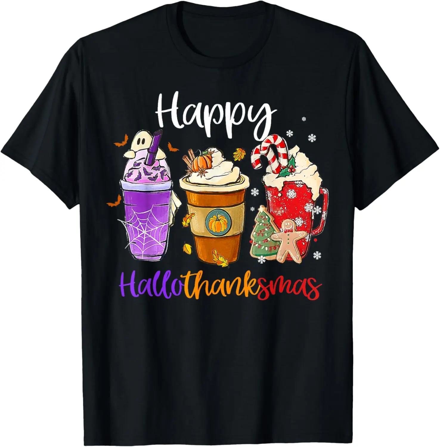 HalloThanksMas Gnomes Halloween Thanksgiving Merry Christmas T-Shirt