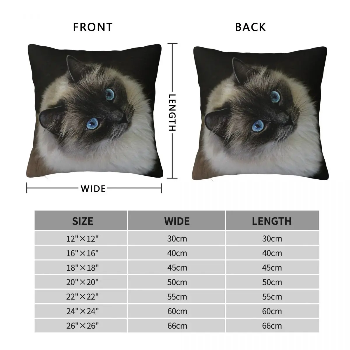 Blue Eyes Cat Square Pillowcase Polyester Linen Velvet Pattern Zip Decorative Throw Pillow Case Room Cushion Cover 18