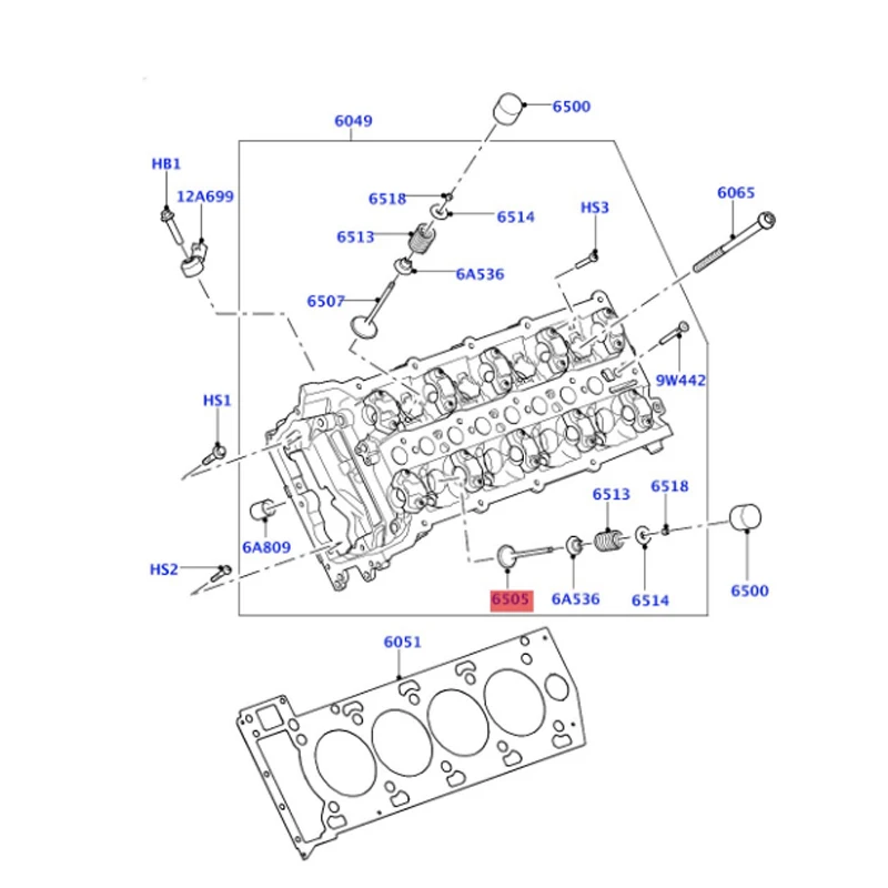 LR010698 AJ811440 LR035551 LR055528 La nd Ro ve r Valve - Exhaust