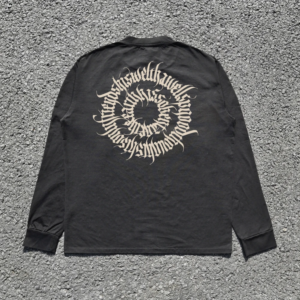 Heavyweight 260G Vintage American Style Long Sleeve T-Shirt Unisex Couples Loose Fit round Neck Shoulder Pad Youth Trendy