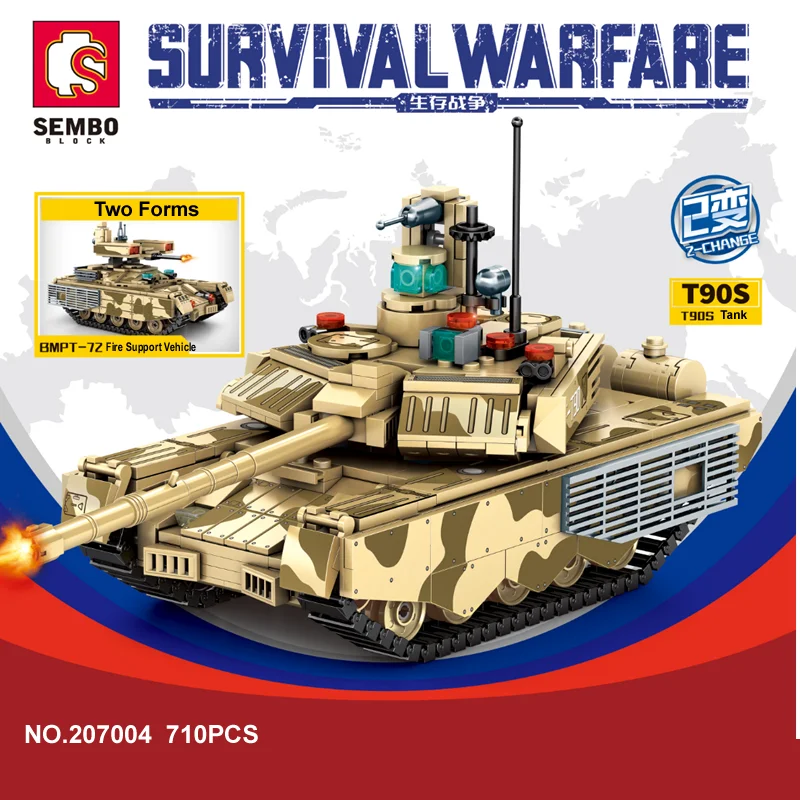 New WW 2 Military 2 Change T90S Tank BMPT-27 Fire Support Vehicle Building Blocks Bricks Army Soldier Toys For Kids Boys Gifts