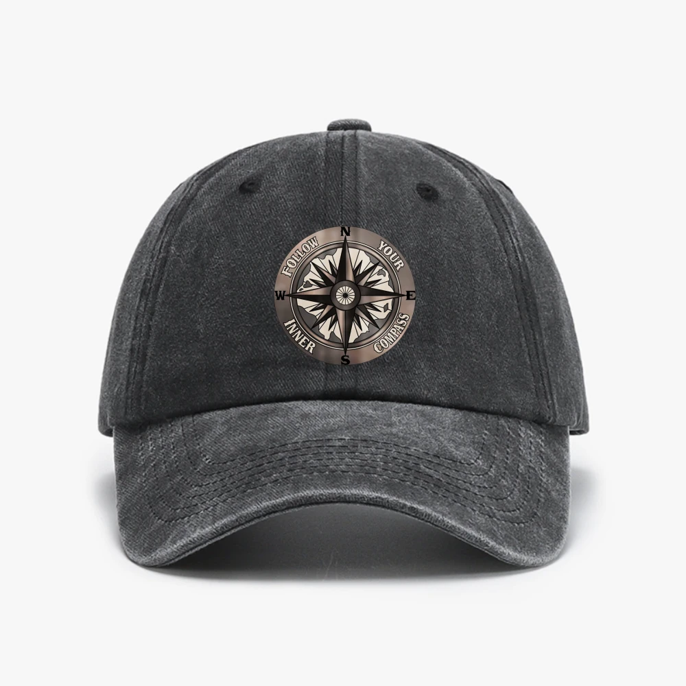 

Follow your inner compass print Baseball Cap fashion outdoor Men Women Dad Hat compass adjustable Snapback soft top cowboy hats
