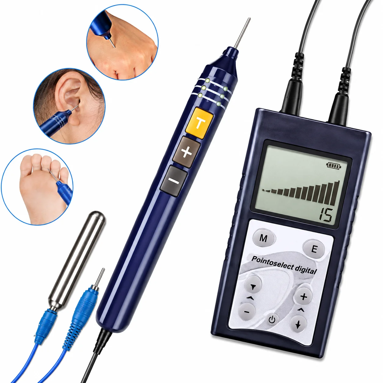 Pointoselect  Digital Acupoint Finder for Auricular Body Therapy with TENS Stimulation LCD Meridian Detector and Ear Care