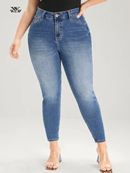 Plus Size Skinny Jeans for Women High Waist Pencil Women Jeans Stretchy Ladies Curve Jeans 100 Kgs Full Length Mom Jeans 2023