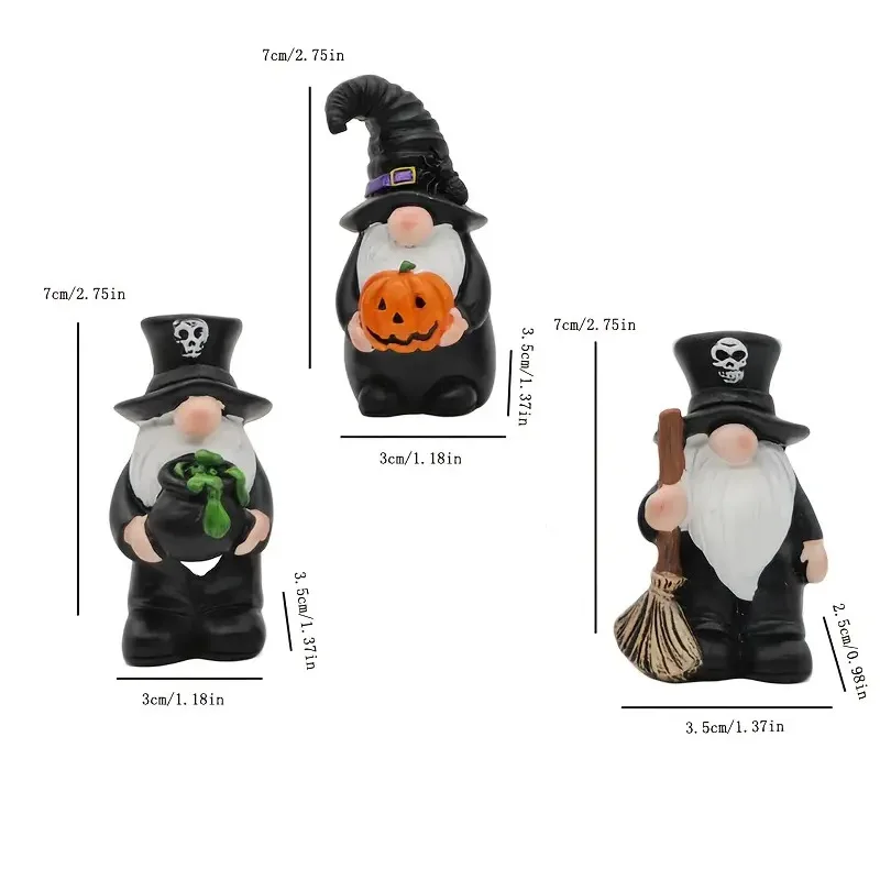 Halloween Wizard and Gnome Resin Figurines Set Miniature Statues Halloween Home Display Shelf and Fireplace Decor